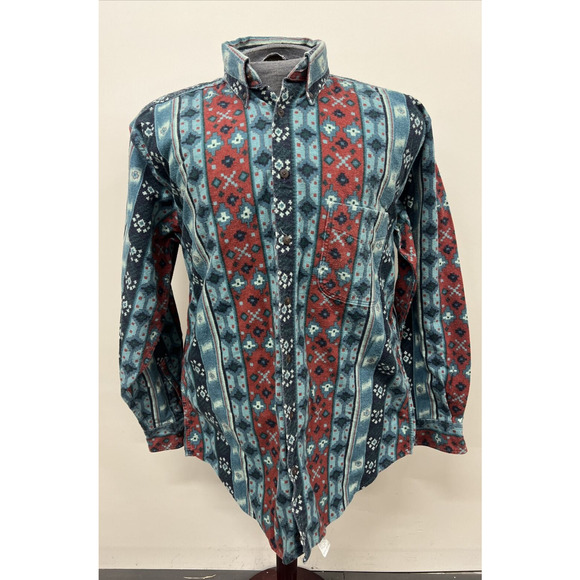 Vintage Woolrich Flannel Shirt Men's Medium Aztec Western Print USA Made Chrty - Picture 1 of 11